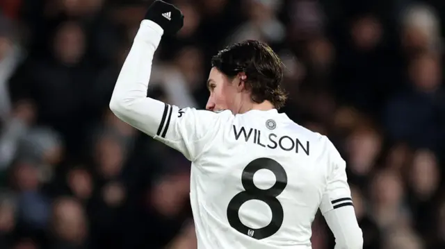 Fulham's Harry Wilson celebrates scoring their first goal