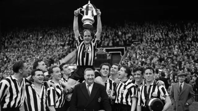 Stan Seymour with his team after winning the FA Cup 