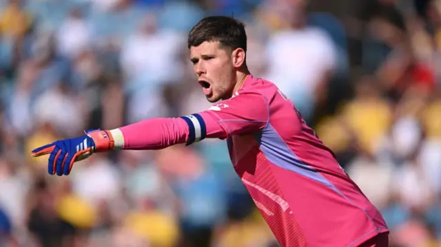 Illan Meslier in action for Leeds United