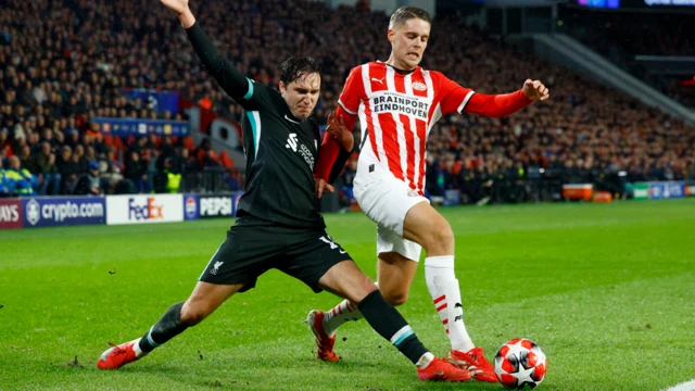 Federico Chiesa in action for Liverpool against PSV Eindhoven in the Champions League