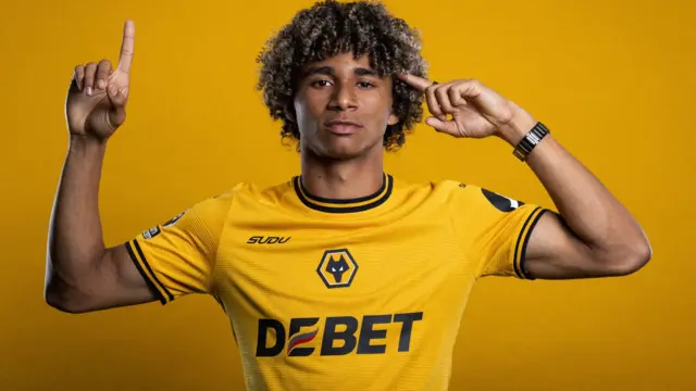 Pedro Lima in Wolves' home shirt for 2024-25 season