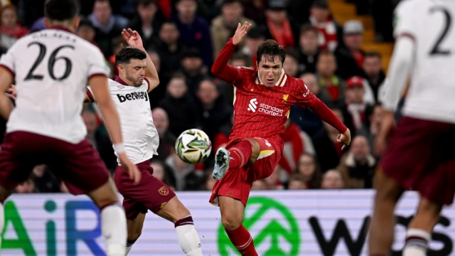 Federico Chiesa in action for Liverpool against West Ham in the Carabao Cup