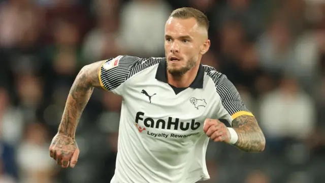Joe Ward in action for Derby County