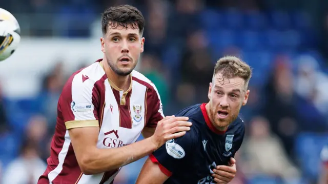 St Johnstone’s Jack Sanders and Ross County’s Jordan White