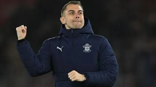 Tonda Eckert punches the air in delight after Southampton hold on to beat West Brom