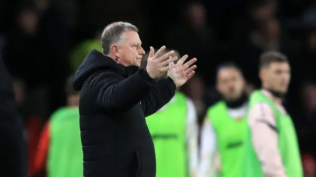 Stoke City boss Mark Robins remonstrates