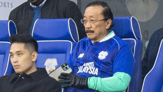 Vincent Tan watches Cardiff play Plymouth at home in 2023