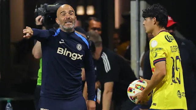 Enzo Maresca gestures from the touchline