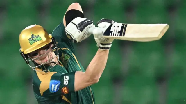 Steve Smith plays a flamboyant drive for Multan Sultans