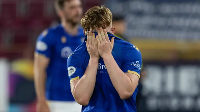 St Johnstone's Fran Franczak looks dejected