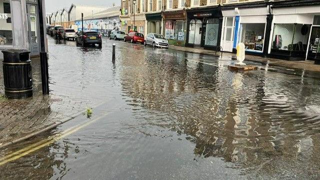 Images from East Cowes shows flooding in the roads