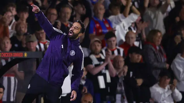 Ruben Amorim on the touchline against Grimsby