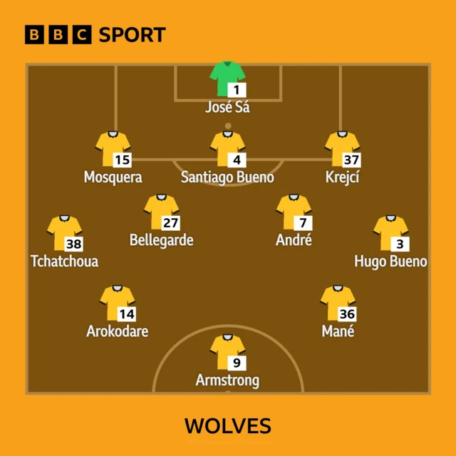 Graphic showing Wolves' line-up