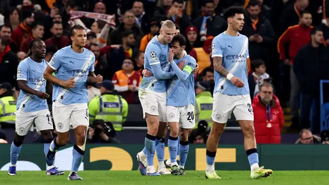 Manchester City players celebrate 