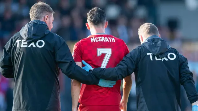 Jamie McGrath was forced off in the first half in Dingwall