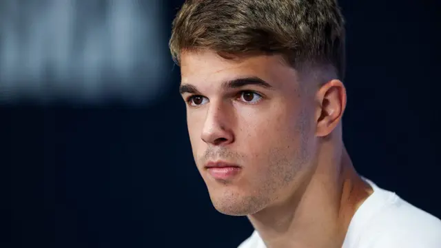  Luka Vuskovic of Croatia speaks with the media