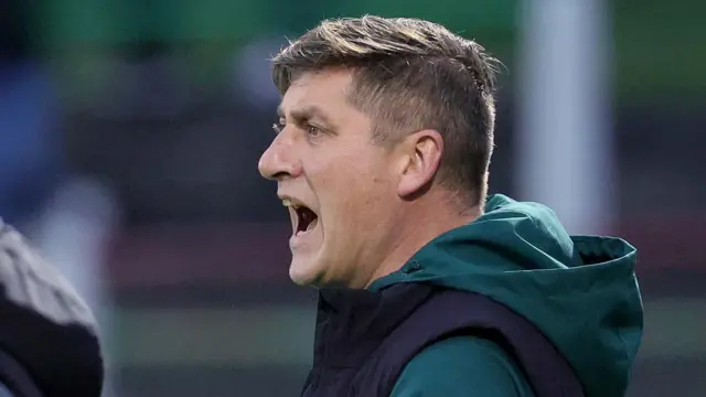 Glentoran manager Declan Devine during his side's 2-0 defeat by Larne at the Oval