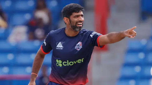 Saurabh Netravalkar appeals for a wicket