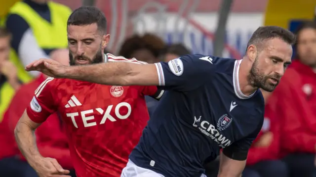 Aberdeen's Graeme Shinnie and Dundee's Clark Robertson