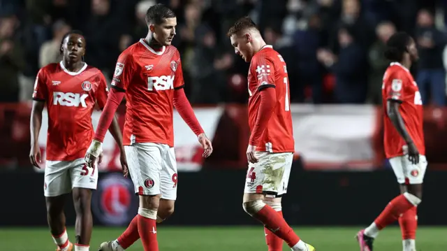Charlton players look dejected after conceding a goal during the 2-1 defeat by Derby