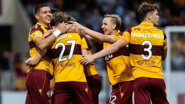 Motherwell players celebrate