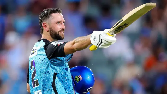 Matt Short of Adelaide Strikers celebrates his century against Brisbane Heat