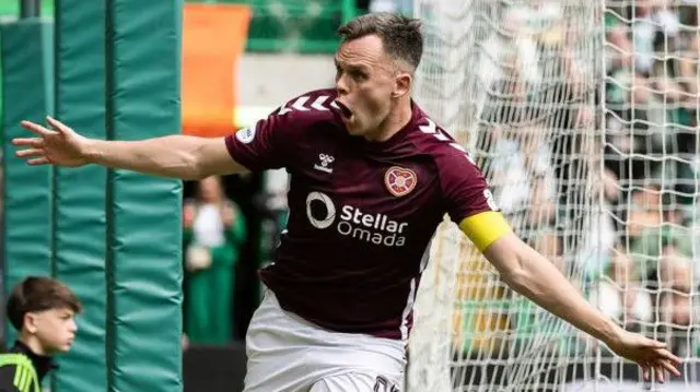 Lawrence Shankland celebrates with Hearts