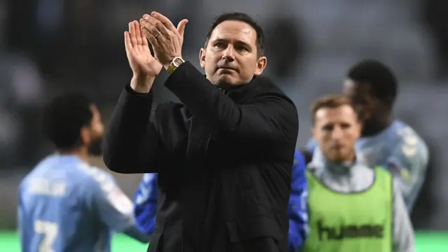 Frank Lampard applauds Coventry fans after their win over QPR.