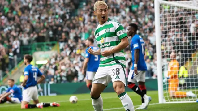 Daizen Maeda scored the opener as Celtic beat Rangers 3-0 at home in this season's only previous meeting