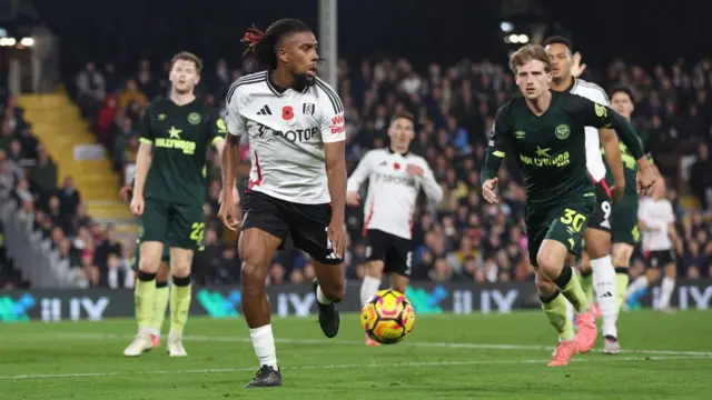 Fulham's Alex Iwobi during the Premier League match between Fulham FC and Brentford FC at Craven Cottage