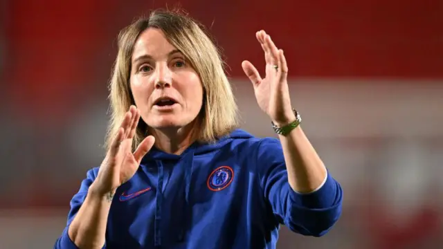 Sonia Bompastor during Chelsea's 3-1 win against Twente in the Uefa Women's Champions League on 17 November.