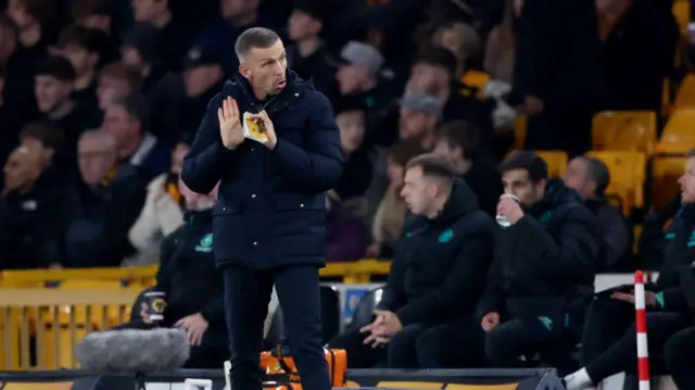 Gary O'Neil, Manager of Wolverhampton Wanderers on the side line during the Premier League match between Wolverhampton Wanderers FC and Crystal Palace FC at Molineux on November 2, 2024