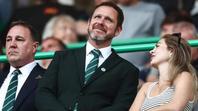 Hibernian chief executive Dan Barnett during a UEFA Conference League Third Qualifying Round second leg match between Hibernian and Partizan Belgrade at Easter Road, on August 14, 2025, in Edinburgh, Scotland. 