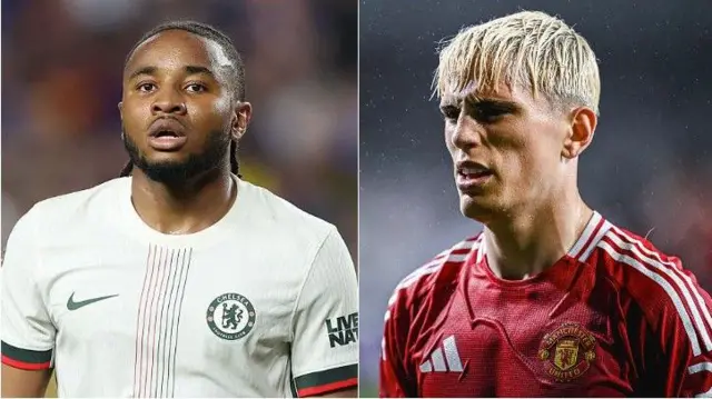 Christopher Nkunku of Chelsea and Alejandro Garnacho of Man Utd