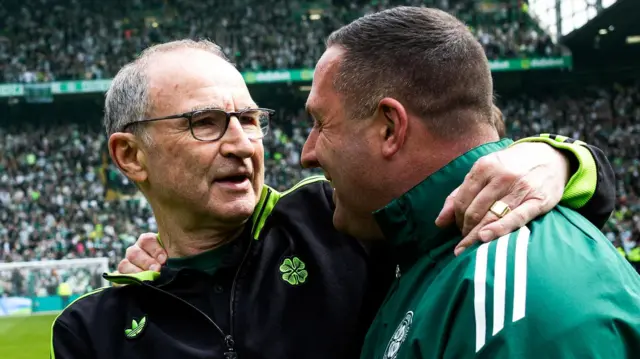 Celtic manager Martin O'Neill with coach Mark Fotheringham