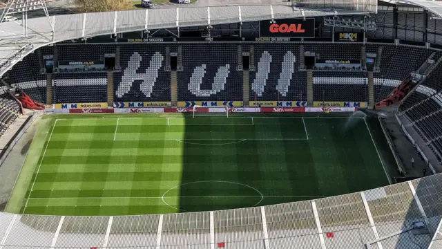 An aerial view of The MKM Stadium