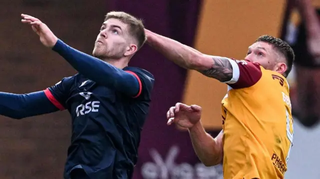 Ross County's Kieran Phillips and Motherwell's Liam Gordon