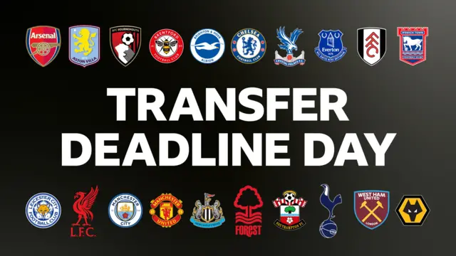 Transfer deadline day graphic, including all 20 Premier League club badges