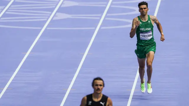 Andrew Coscoran is tailed off in his 1500m heat in Paris