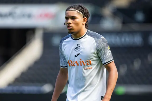 Swansea forward Kyrell Wilson featuring for Swansea U21s against Birmingham U21s at the Swansea.com Stadium