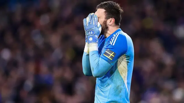 Lucas Perri of Leeds United reacts