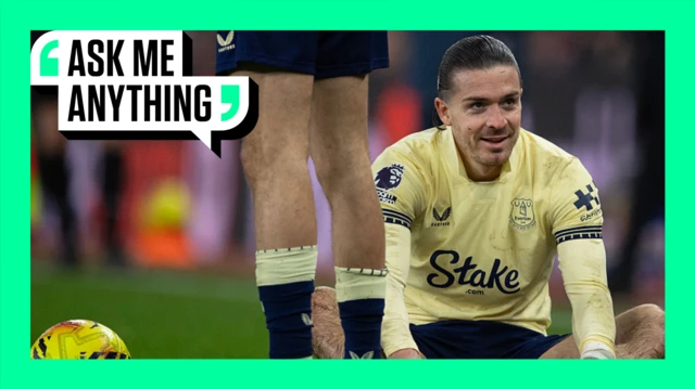 Ask Me Anything BBC Sport banner - Jack Grealish pictured sitting on the pitch