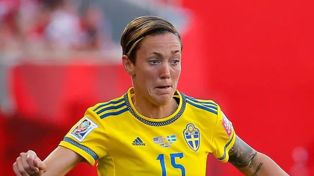 Therese Sjogran playing for Sweden