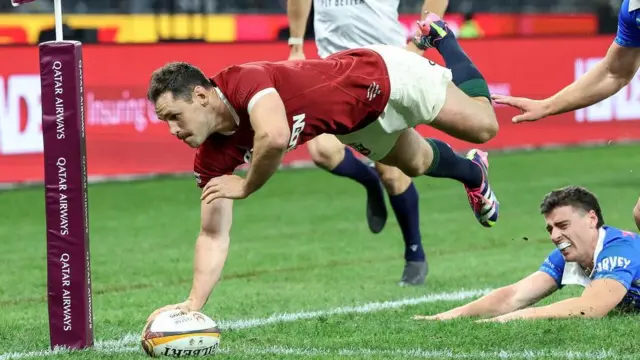 Tomos Williams scores the fourth try for the British and Irish Lions 