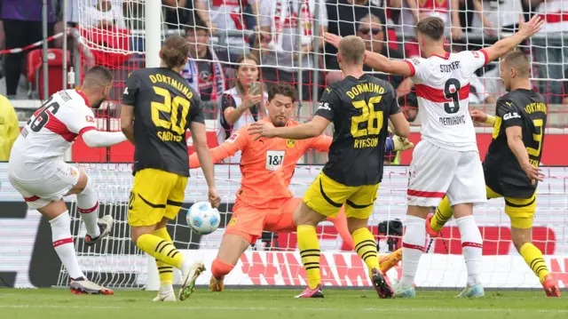 Stuttgart's Deniz Undav (left) opens the scoring