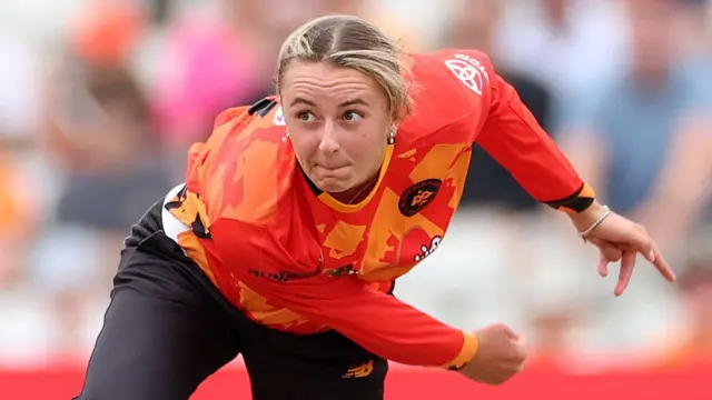 Birmingham Phoenix leg-spinner Hannah Baker bowlers during a Hundred match