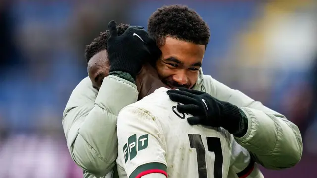 Reece James hugged Jamie Gittens after the 2-0 win at Burnley