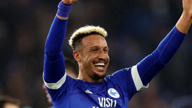 Callum Robinson celebrating his goal in Cardiff City's win over Norwich City