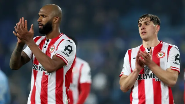 Brentford players applaud