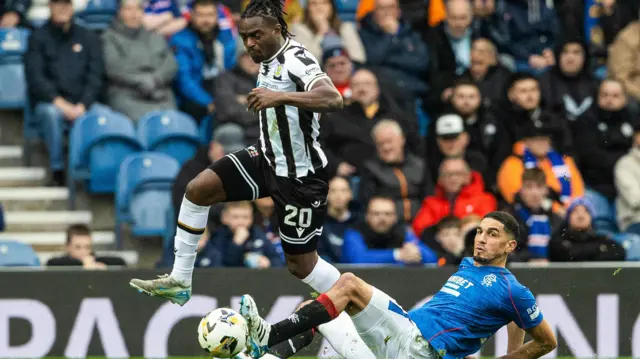 Toyosi Olusanya against Rangers' Leon Balogun